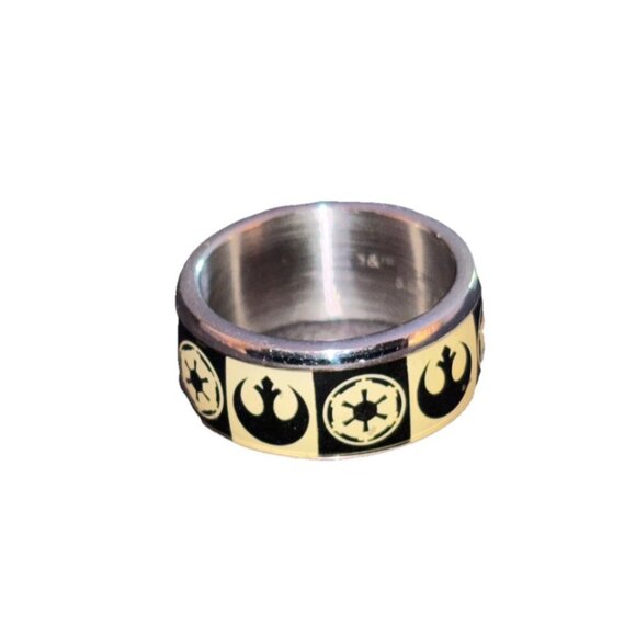 Star Wars Stainless Steel Empire Rebel Alliance Symbol Ring Sz 8 Kidcore - Picture 5 of 6